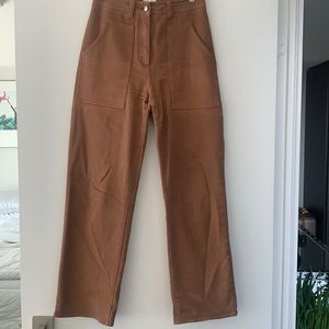 High waisted, wide legged cotton jean trousers